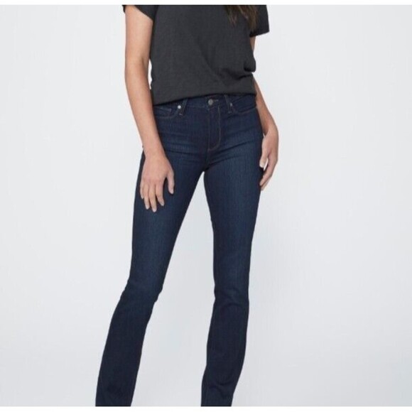 Paige Jeans Hoxton Straight Dark Blue Women's 27 Wash High Rise Ankle Denim Raw - Picture 1 of 12